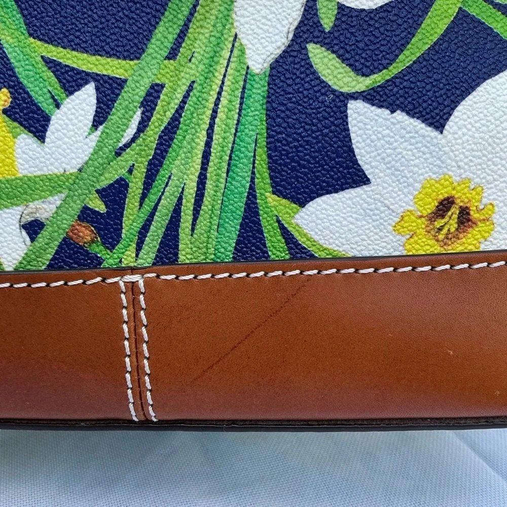 Dooney & Bourke Daffodil Navy Floral Drawstring Bucket Hobo Shoulder Bag Set NWT